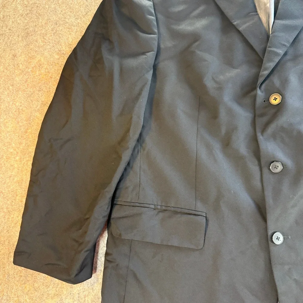 Oscar de la Renta Blazer 44R W38 Black 3-Button 100% WOOL Professional Suit Jack